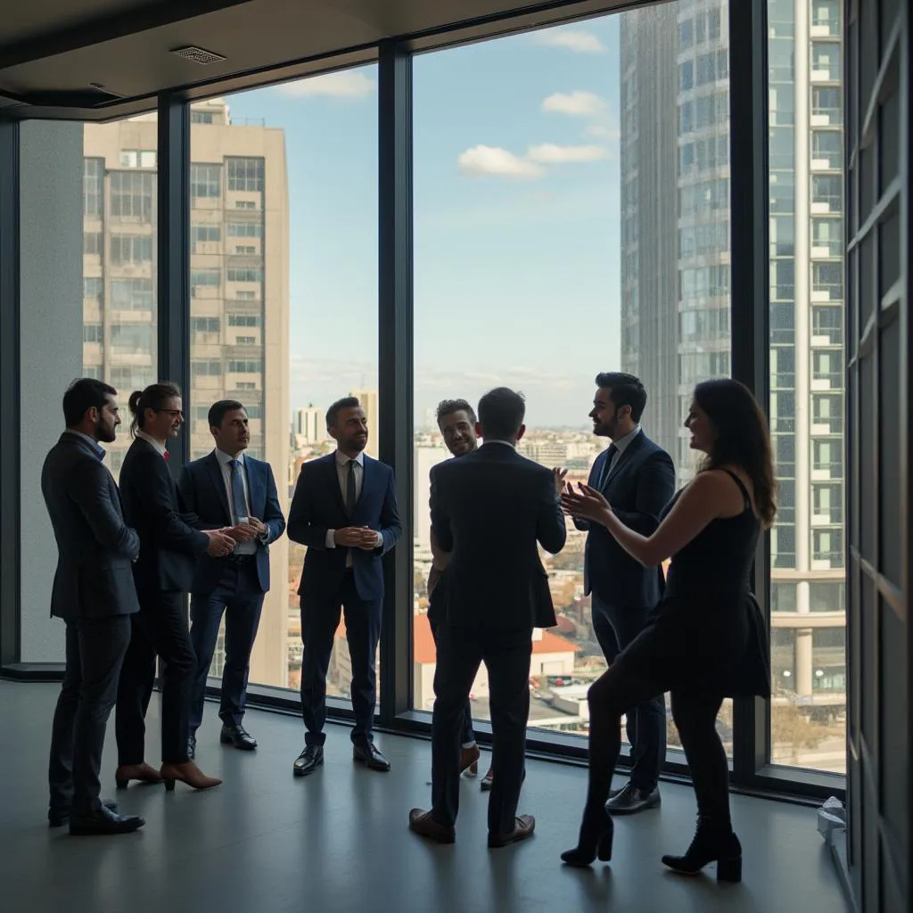 Equipo de FinConsultAR reunido en oficina moderna
